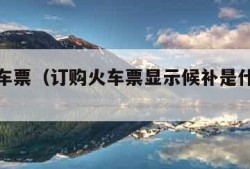 订购火车票（订购火车票显示候补是什么意思）
