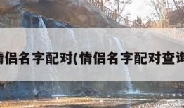 情侣名字配对(情侣名字配对查询)