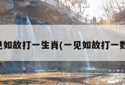 一见如故打一生肖(一见如故打一数字)