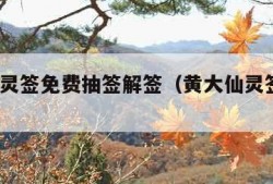黄大仙灵签免费抽签解签（黄大仙灵签解签1100）