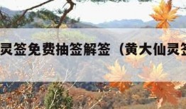 黄大仙灵签免费抽签解签（黄大仙灵签解签1100）
