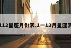 112星座月份表,1一12月星座表