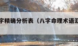 命理八字精确分析表（八字命理术语汇编解析）