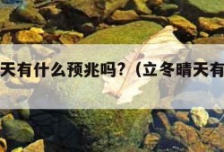 立冬晴天有什么预兆吗?（立冬晴天有何说法）