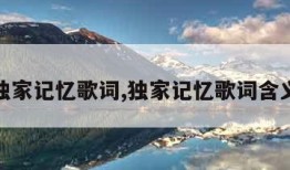 独家记忆歌词,独家记忆歌词含义