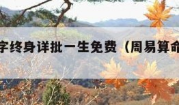 周易八字终身详批一生免费（周易算命八字算终身）