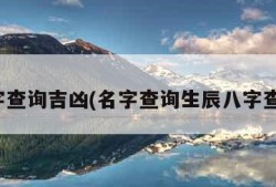 名字查询吉凶(名字查询生辰八字查询)