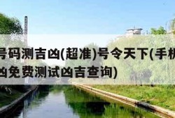手机号码测吉凶(超准)号令天下(手机号码测吉凶免费测试凶吉查询)