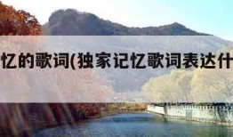 独家记忆的歌词(独家记忆歌词表达什么情感)