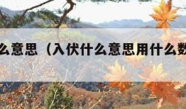 入伏什么意思（入伏什么意思用什么数字代替）