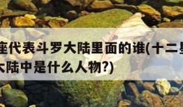 12星座代表斗罗大陆里面的谁(十二星座在斗罗大陆中是什么人物?)