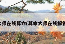 免费大师在线算命(算命大师在线解答免费)