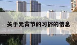 关于元宵节的习俗的信息