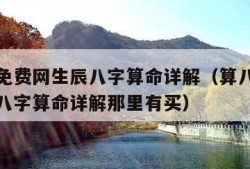 算八字免费网生辰八字算命详解（算八字免费网生辰八字算命详解那里有买）