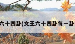 文王六十四卦(文王六十四卦每一卦详解)