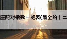 十二星座配对指数一览表(最全的十二星座配对表)