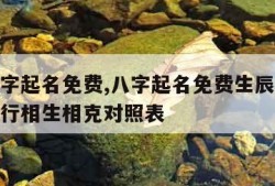 根据八字起名免费,八字起名免费生辰八字取名字五行相生相克对照表