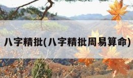 八字精批(八字精批周易算命)