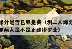 测二人缘分是否已尽免费（测二人缘分是否已尽免费测两人是不是正缘塔罗士）