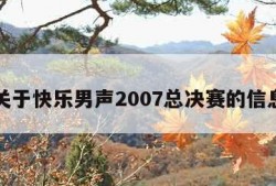 关于快乐男声2007总决赛的信息