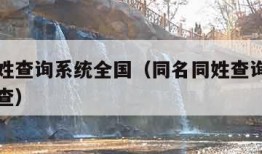 同名同姓查询系统全国（同名同姓查询系统全国怎么查）