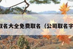 公司取名大全免费取名（公司取名字免费）