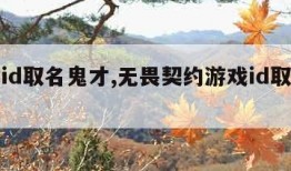 游戏id取名鬼才,无畏契约游戏id取名鬼才